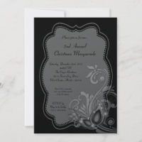 5x7 Silver Masquerade Christmas XMAS Invitation