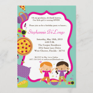 5x7 Slumber MakeUp Dance Birthday Party Invitation
