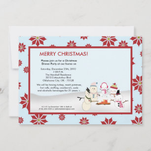 5x7 Snowman Family Snow Christmas Party Invitation