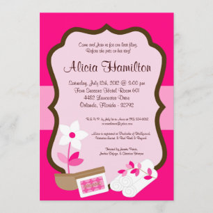 5x7 Spa Retreat Pink Bachelorette Invitation