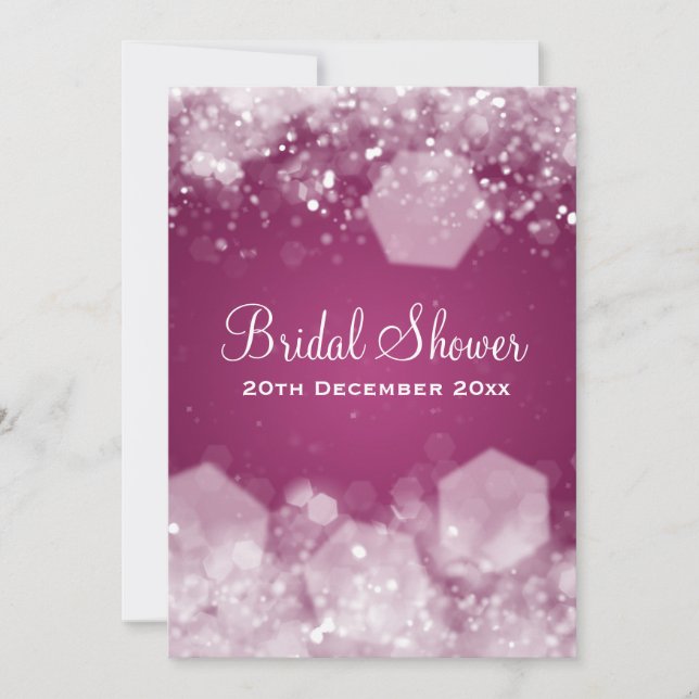 5x7 Sparkling Night Plum Elegant Bridal Shower Invitation (Front)