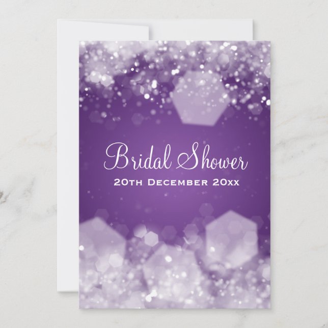 5x7 Sparkling Night Purple Elegant Bridal Shower Invitation (Front)