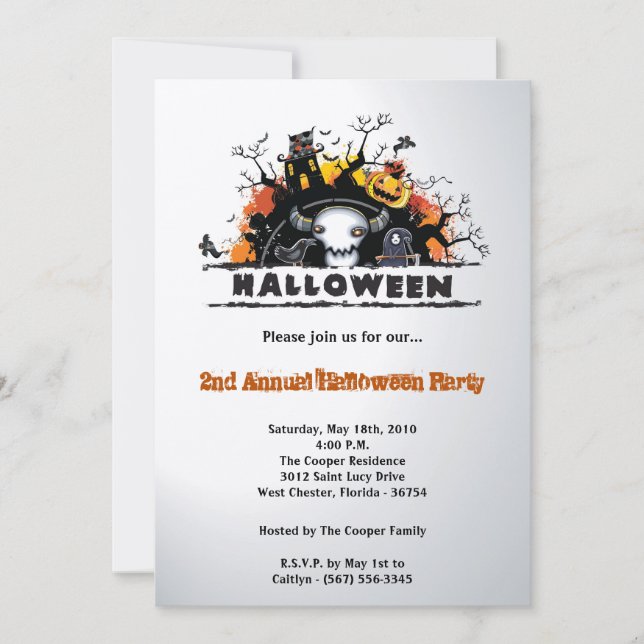 5x7 Spooky House Halloween Costume Invitation (Front)