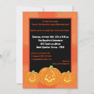 5x7 Spooky Kids Orange Halloween Party Invitation