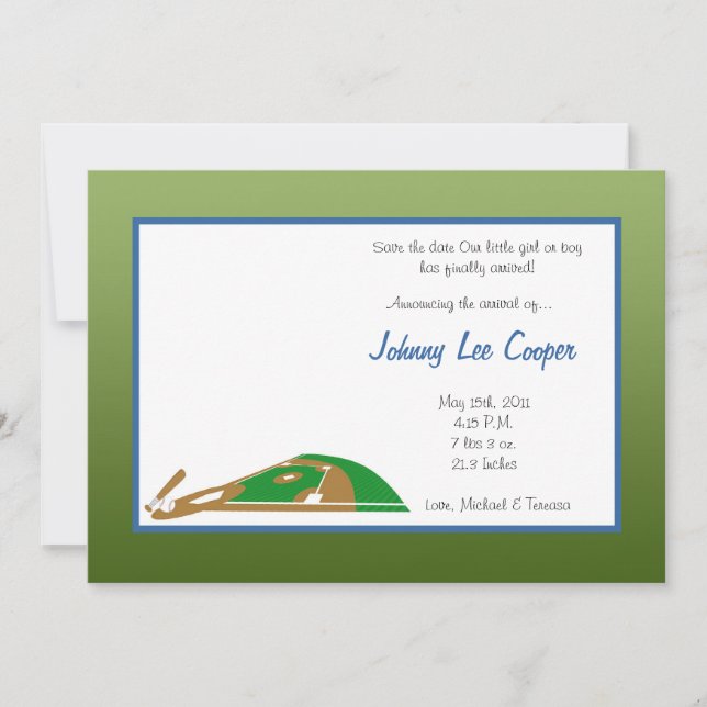 5x7 Sports Base Ball Birth Announcement (Front)