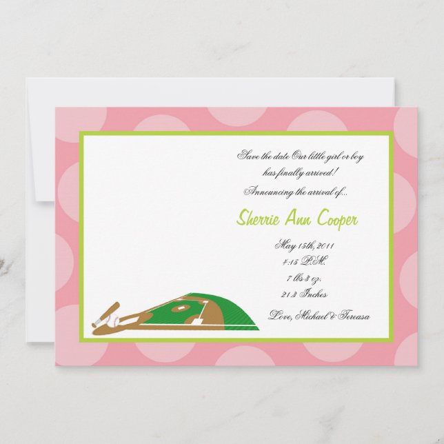 5x7 Sports Soft Ball Birth Announcement (Front)