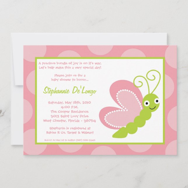 5x7 Spring Bugs Insects Baby Shower Invitation (Front)