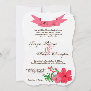 5x7 Spring Hibiscus Flower Hawa Wedding Invitation