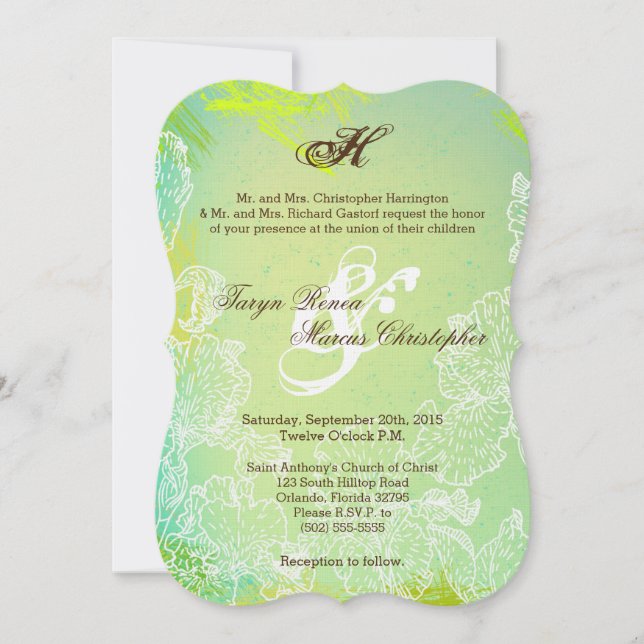 5x7 Spring Hibiscus Flower Wedding Invitation (Front)