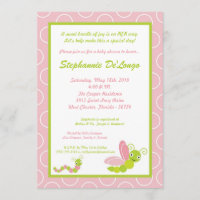 5x7 Spring Insects Bug Worm Baby Shower Invitation