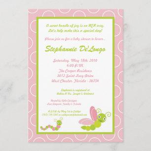 5x7 Spring Insects Bug Worm Baby Shower Invitation