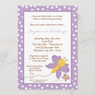 5x7 Spring Purple Butterfly Baby Shower Invitation