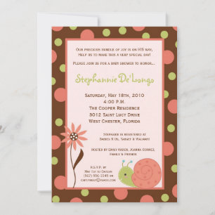 5x7 Spring Snail Bug Flower Baby Shower Invitation