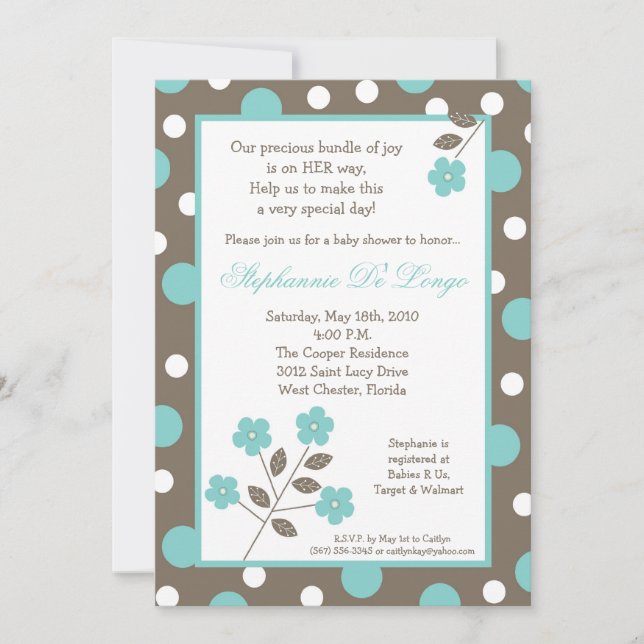 5x7 Spring Time Blue Flower Baby Shower Invitation (Front)
