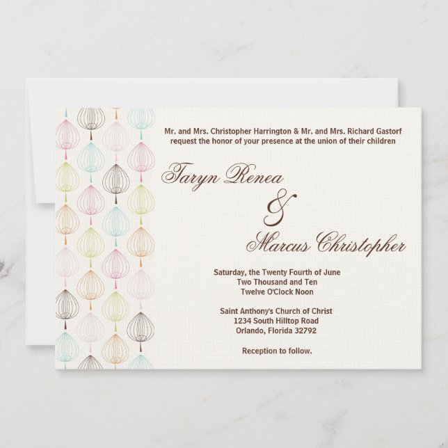 5x7 Spring Time Flower Linen Wedding Invitation (Front)
