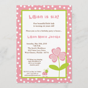 5x7 Spring Time Lady Bug Birthday Party Invitation