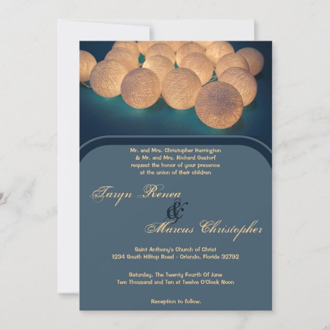 5x7 String Lights Night Lantern Wedding Invitation (Front)