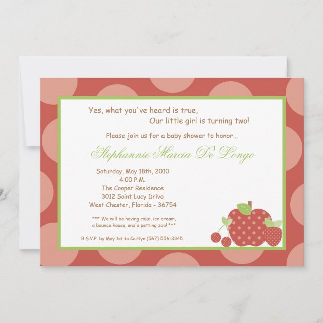 5x7 Summer Fresh Fruit Birthday Party Invitation (Front)
