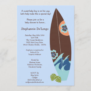 5x7 Surfer Baby Surf Boards Baby Shower Invitation