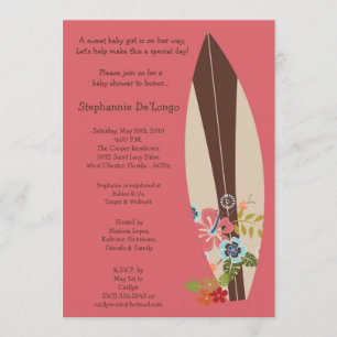 5x7 Surfer Baby Surf Boards Baby Shower Invitation