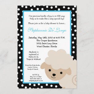 5x7 Sweet Blue Farm Sheep Baby Shower Invitation