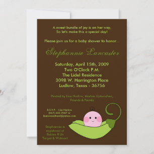 5x7 Sweet Pea in a Pod Baby Shower Invitation