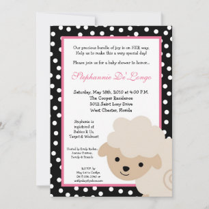5x7 Sweet Pink Farm Sheep Baby Shower Invitation