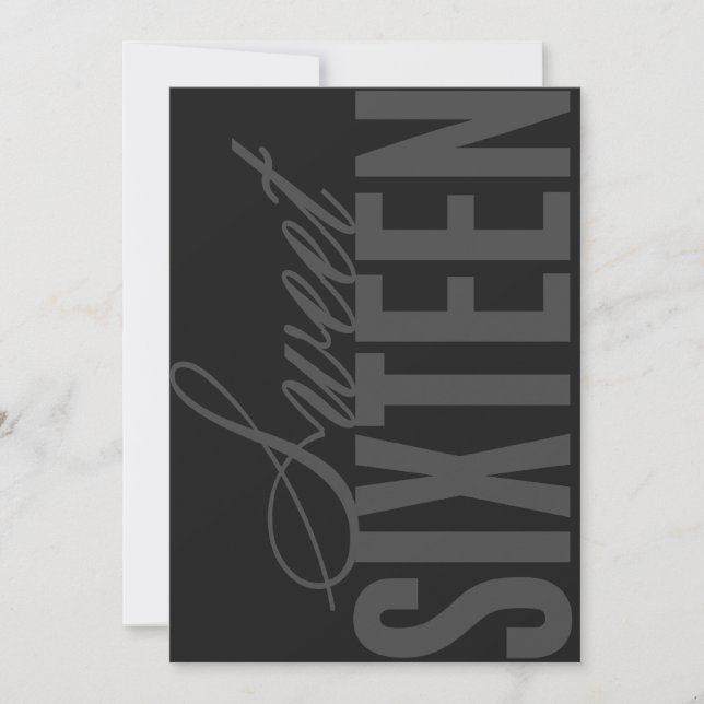 5x7 Sweet Sixteen Birthday Party Invite (Front)