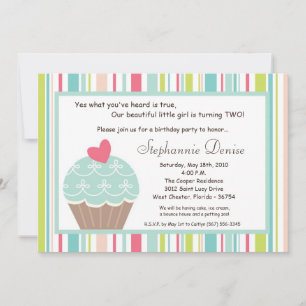 5x7 Sweet Treat Cup Cake Birthday Party Invitation