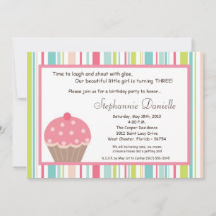 5x7 Sweet Treat Cup Cake Birthday Party Invitation
