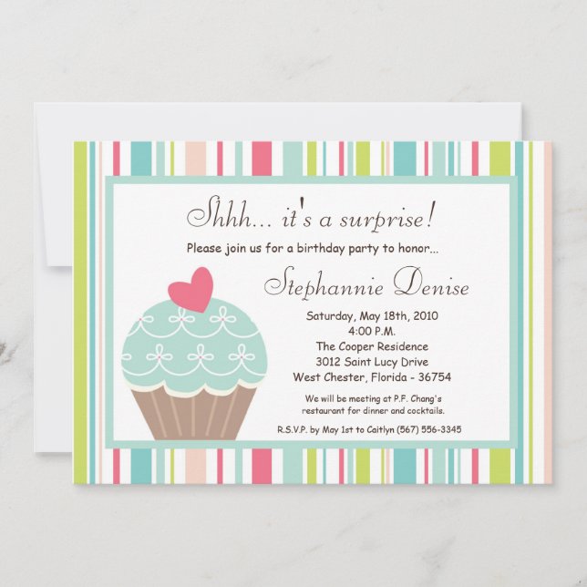 5x7 Sweet Treat Cup Cake Birthday Party Invitation (Front)