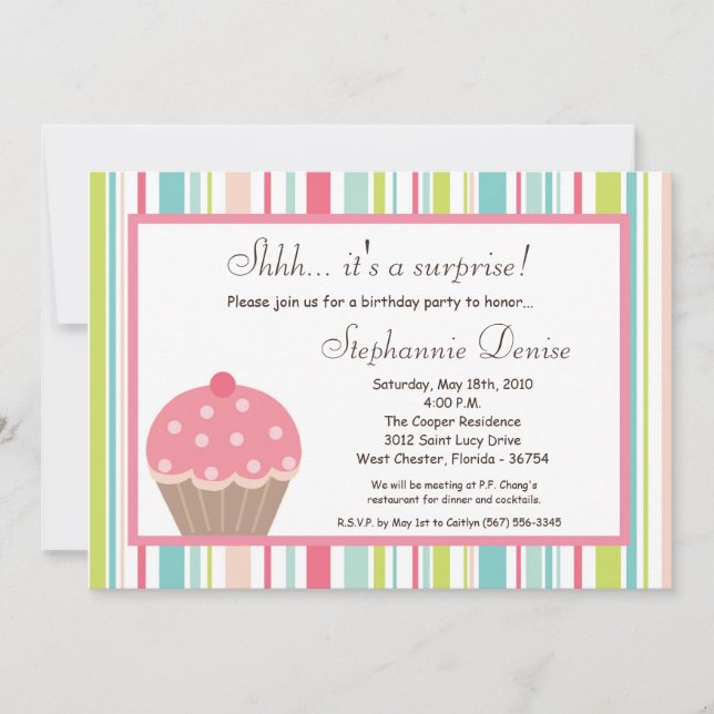 5x7 Sweet Treat Cup Cake Birthday Party Invitation (Front)