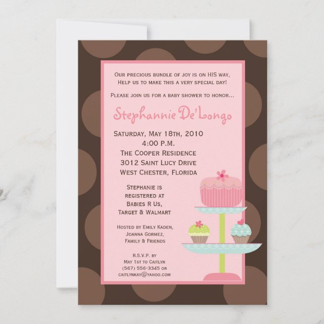 5x7 Sweet Treats Cup Cake Baby Shower Invitation (Front)