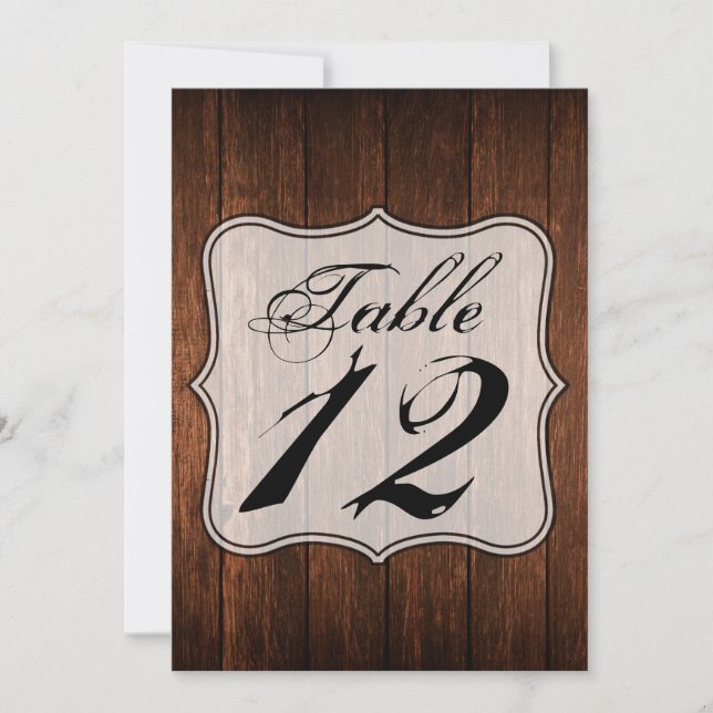 5x7 Table Number Card Barn Wood Country Rustic (Front)
