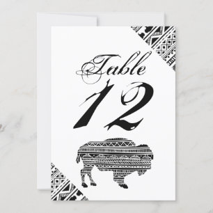 5x7 Table Number Card Boho Buffalo Tribal Pattern