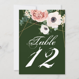5x7 Table Number Card Geometric Garden Rose Hunter