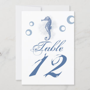 5x7 Table Number Card Seahorse Sea Ocean Beach