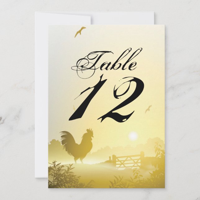 5x7 Table Number Card Sunny Morning Farm Country R (Front)