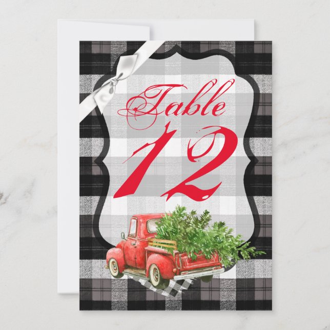 5x7 Table Number Card XMAS Truck Christmas Buffalo (Front)