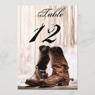 5x7 Table Number Cardboots country rustic western