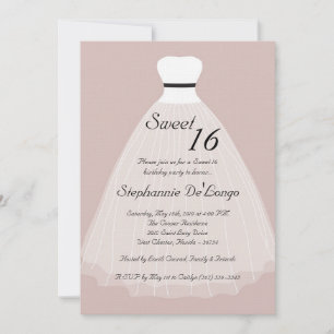 5x7 Tan Sheer Dress Sweet 16 Birthday Invitation