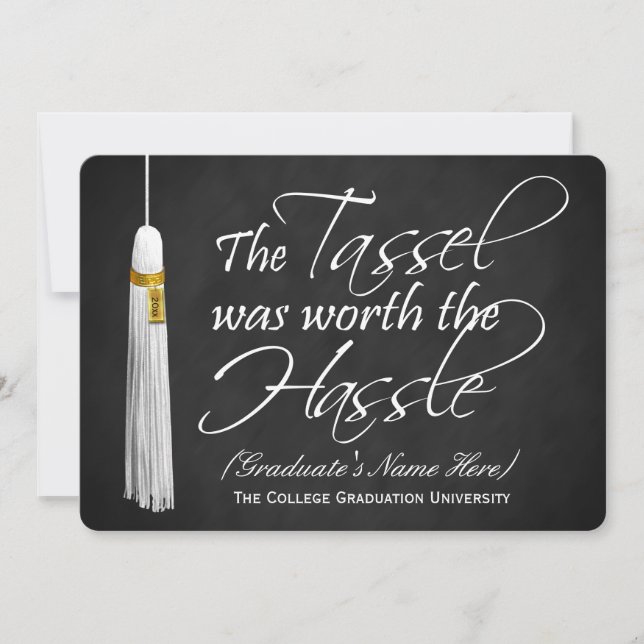 5x7 Tassel Was Worth the Hassle College Graduation Invitation (Front)