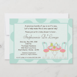 5x7 Tea Party Polka Dot Baby Shower Invitation