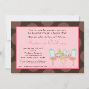 5x7 Tea Party Polka Dot Birthday Party Invitation