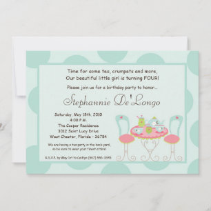 5x7 Tea Party Polka Dot Birthday Party Invitation