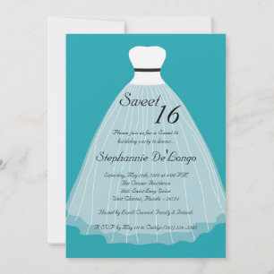 5x7 Teal Dress Sweet 16 Birthday Invitation
