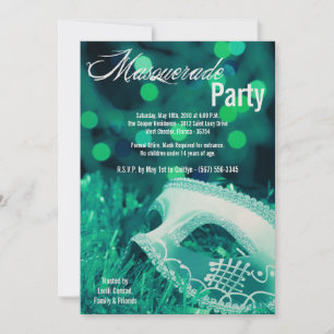 5x7 Teal Masquerade Sweet 16 Birthday Invitation