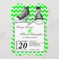 5x7 Teenage Sneakers Chevron Wedding Invitation