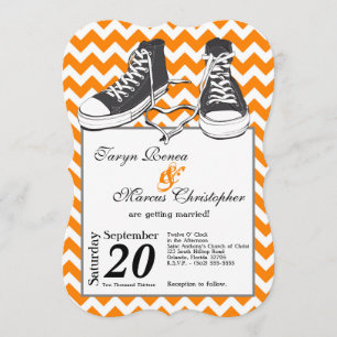 5x7 Teenage Sneakers Chevron Wedding Invitation