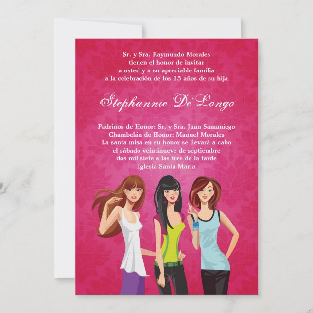 5x7 Teenagers Teen Quinceanera Birthday Invitation (Front)